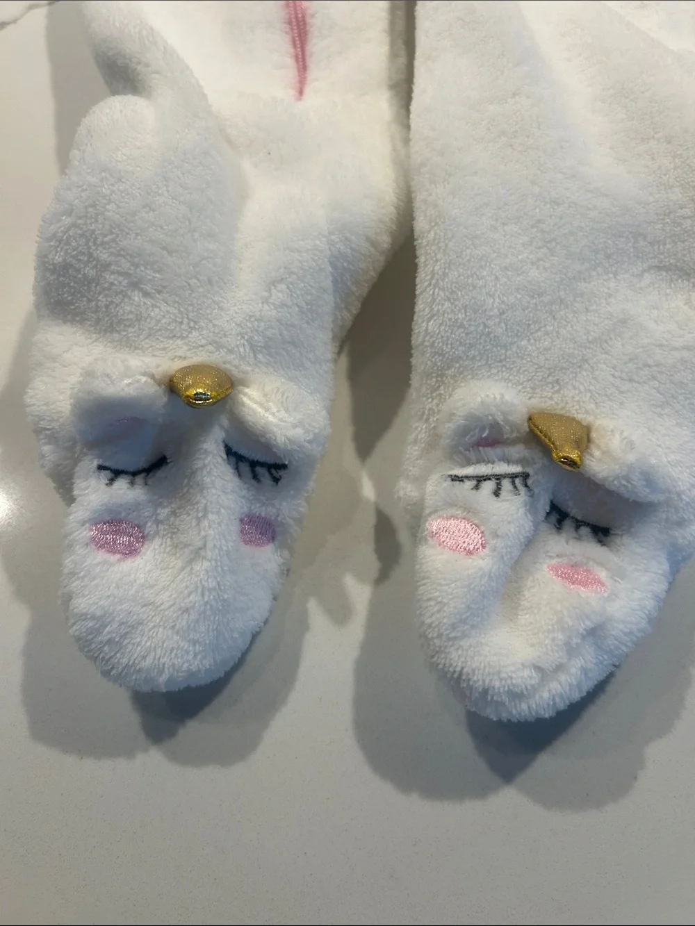 White Unicorn Hooded Footie with Pink Belly